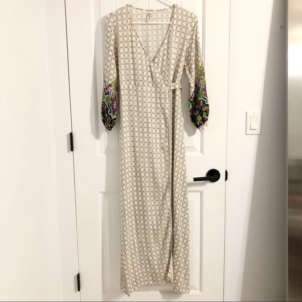 Raga 3/4 Sleeves Maxi Wrapped Dress